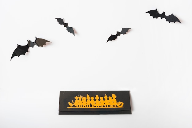 Free photo bats over halloween decoration