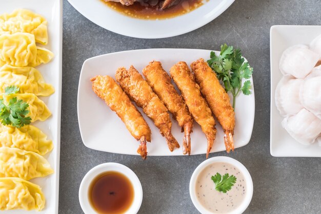 batter-fried prawns on table