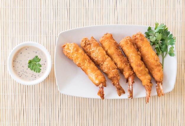 batter-fried prawns on table