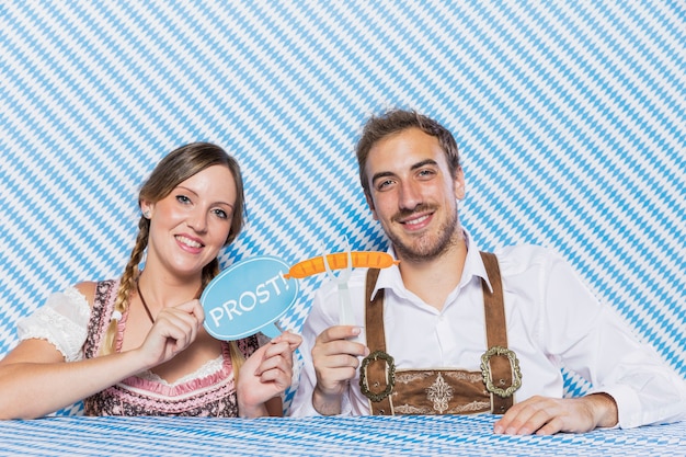 Free photo bavarian friends celebrating oktoberfest