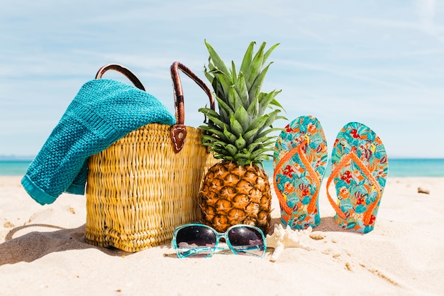 Beach background with beach elements