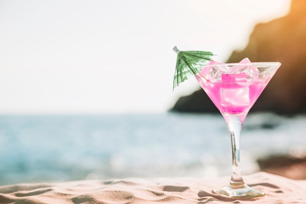 Beach background with cocktail