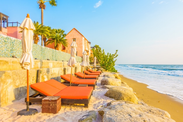 beach beautiful sunset chair nature