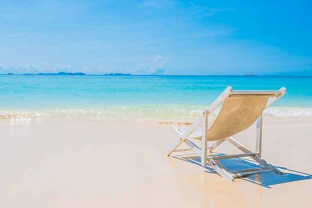 Beach chair on the seashore