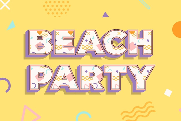 Free photo beach party text in memphis font