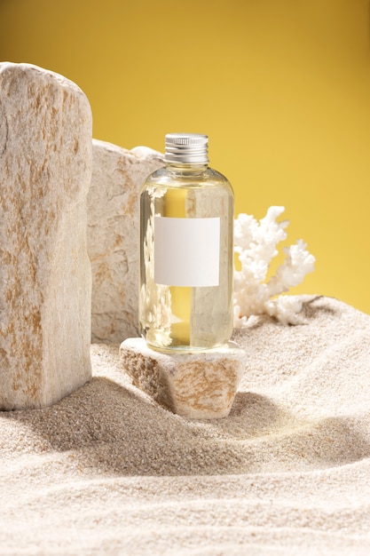 Free photo beach skincare product still life