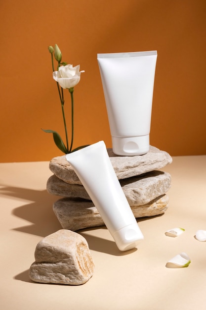 Free Photo beach skincare product still life