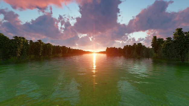 Free Photo beach at sunset seen from water