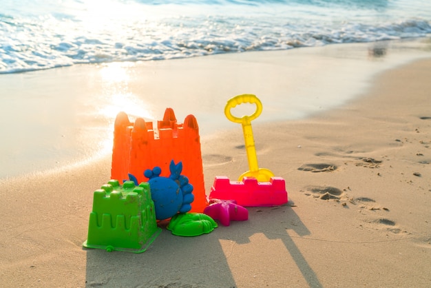 Beach toys on sea beach