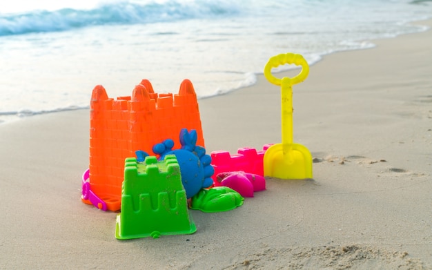 Beach toys on sea beach