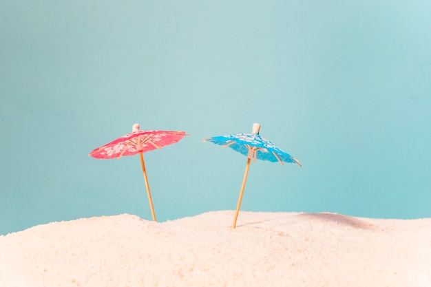 Free Photo beach with colorful sun umbrellas