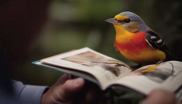 Beak in book nature beauty surrounds them generated by AI