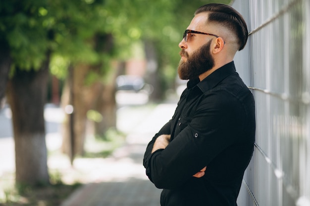 Bearded man in park