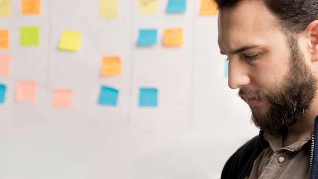 Free Photo bearded man thinking on business plan