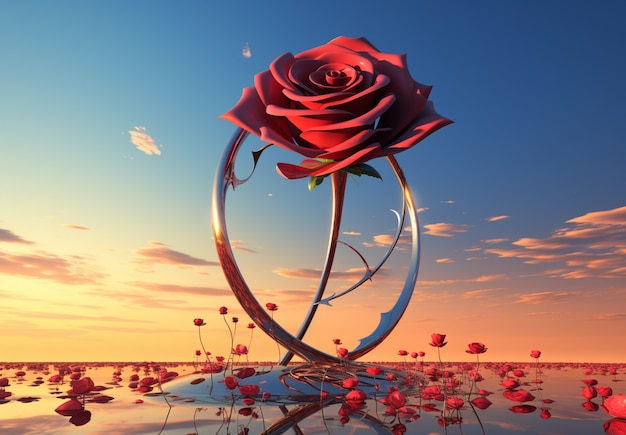 Beautiful 3d rose flower