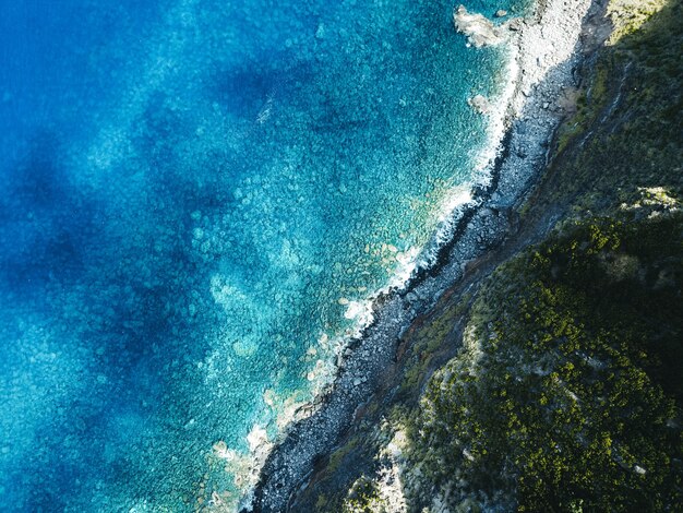 Beautiful aerial shot of the sea with mountains