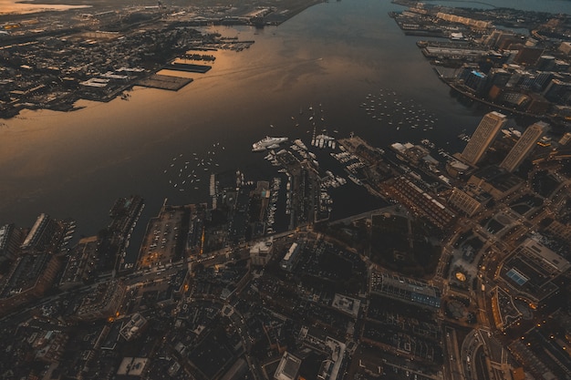 Free Photo beautiful aerial shot of urban city