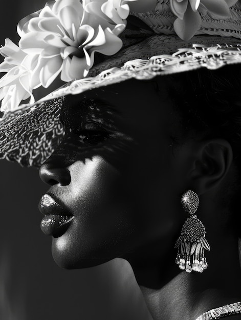 Free photo beautiful african woman monochrome portrait