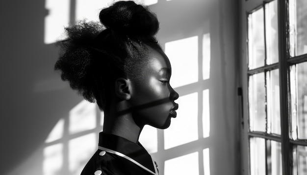 Beautiful african woman monochrome portrait