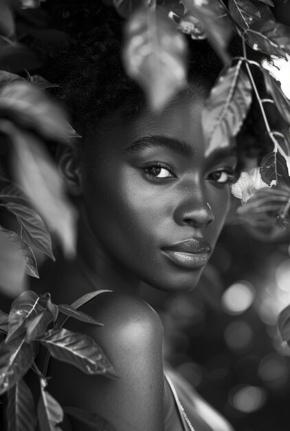 Beautiful african woman monochrome portrait