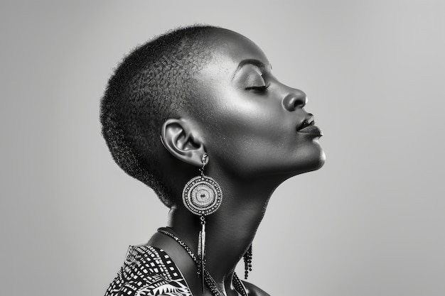 Beautiful african woman monochrome portrait