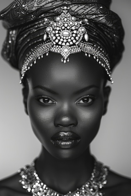 Beautiful african woman monochrome portrait