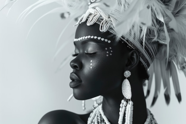 Beautiful african woman monochrome portrait