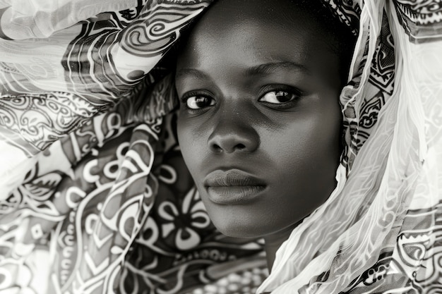 Free photo beautiful african woman monochrome portrait