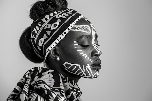 Free photo beautiful african woman monochrome portrait