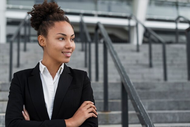 Beautiful afro american woman looking away