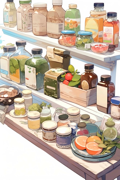 Free photo beautiful anime food cartoon scene