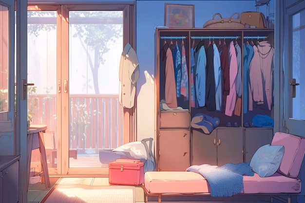 Free photo beautiful anime home cartoon scene