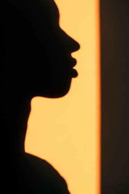 Free photo beautiful anonymous woman face shadow