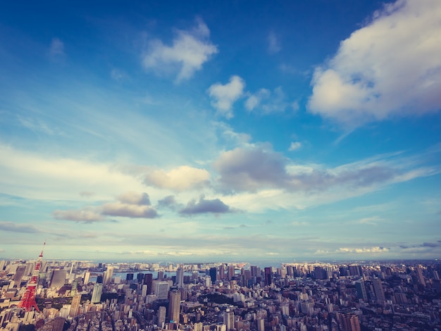 Beautiful Architecture and building around tokyo city with tokyo tower in japan