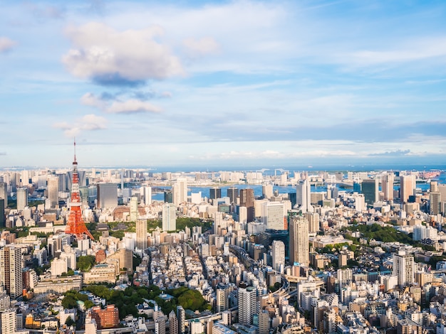 Beautiful Architecture and building around tokyo city with tokyo tower in japan