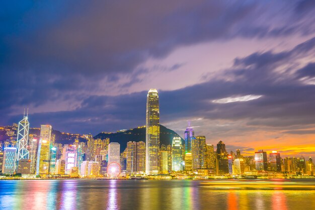 Beautiful architecture building cityscape in hong kong city