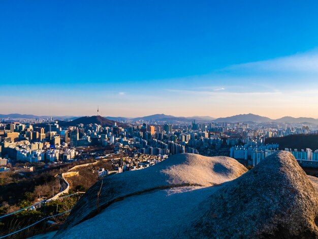 Beautiful Architecture building cityscape in Seoul city