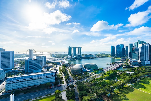 Free Photo beautiful architecture building exterior cityscape in singapore city skyline