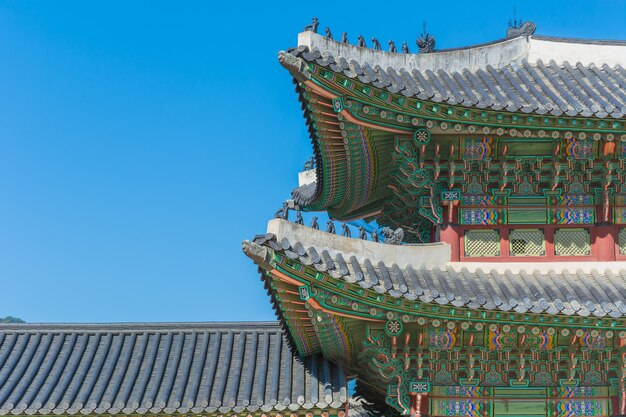 Beautiful Architecture in Gyeongbokgung Palace at Seoul city