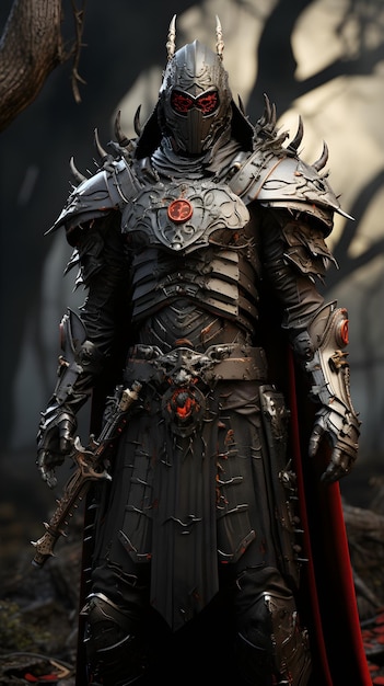 beautiful armor black knight character portrait