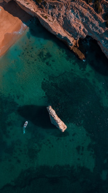 Beautiful Atlantic beaches and cliffs of Algarve, Portugal on a sunny summer day