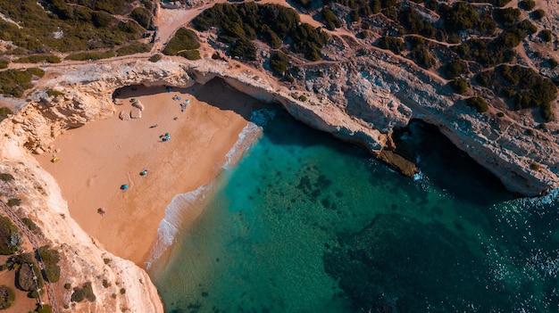 Beautiful Atlantic beaches and cliffs of Algarve, Portugal on a sunny summer day