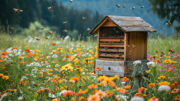 Free photo beautiful bee farm