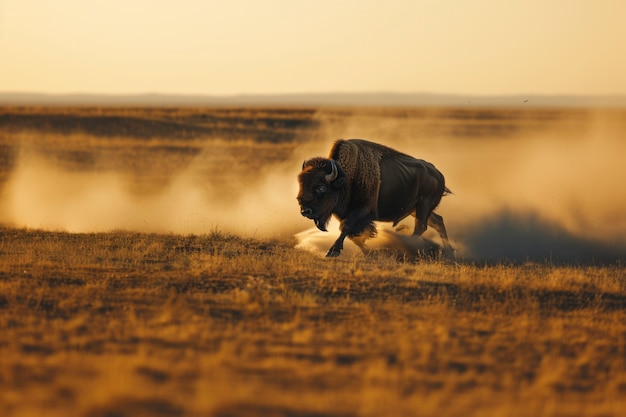 Free photo beautiful bison in the wild on a sunny day