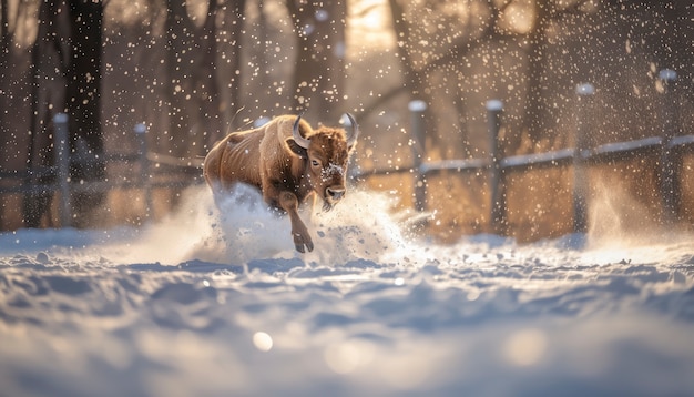 Free photo beautiful bison in the wild on a sunny day