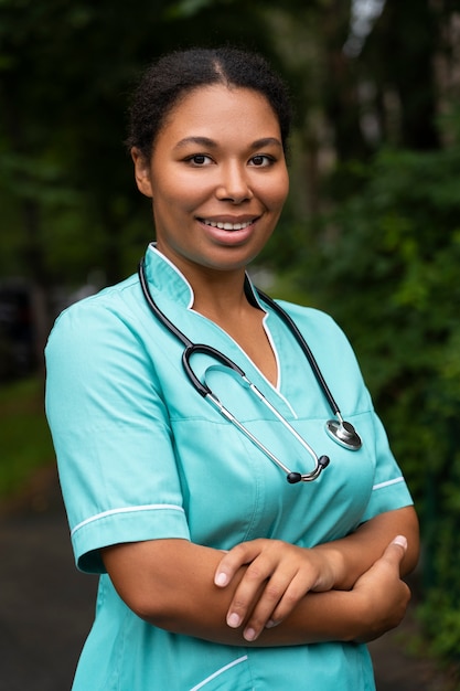 Free photo beautiful black nurse portrait