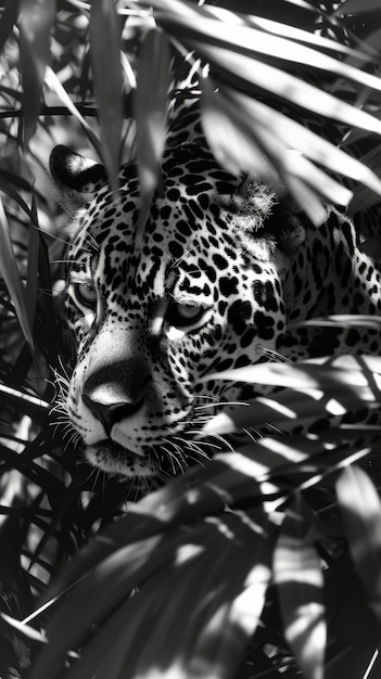 Free photo beautiful black and white jaguar