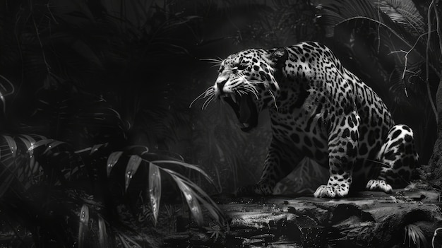 Free Photo beautiful black and white jaguar