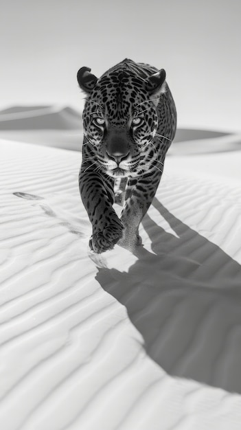 Free photo beautiful black and white jaguar