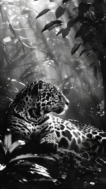 Free photo beautiful black and white jaguar